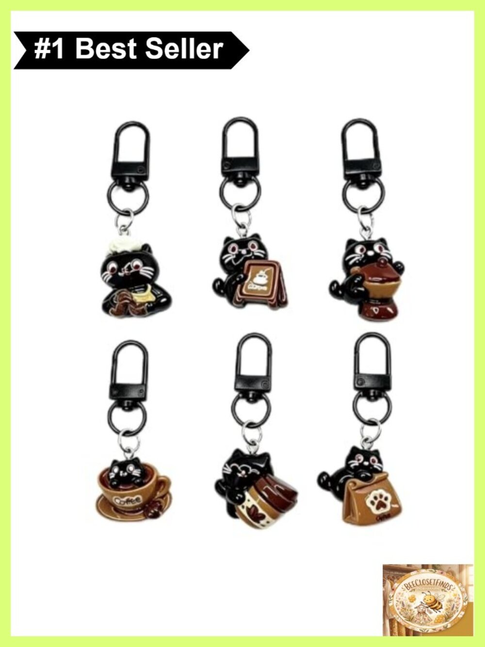 Kawaii Cartoon Keychain Set 6 Pcs Small Bag Charm Accessories